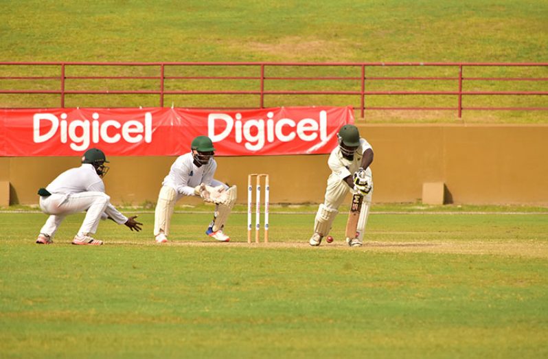 Jermaine Blackwood scores a defiant half-century to take the game into the final hour of play.(Adrian Narine photos)