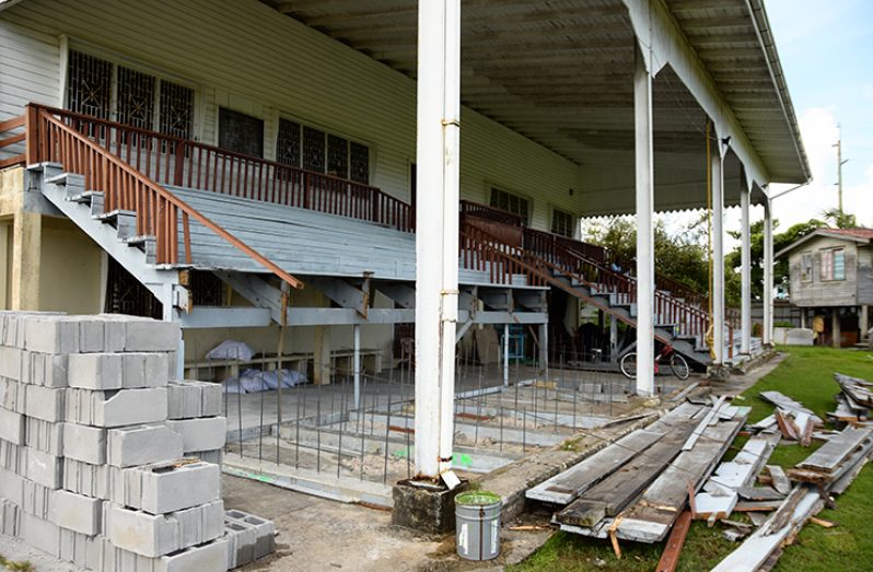 A section of the bleachers currently under construction (Samuel Maughn photo)