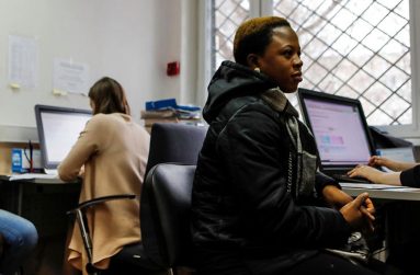 Blessing Obuson from Nigeria, 19, rescued from human traffickers, attends an interview in the office of Civic Assistance Committee as she seeks help with applying for asylum in Moscow, Russia February 15, 2019. (REUTERS/Maxim Shemetov)