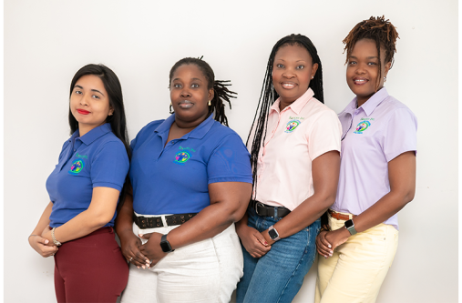 From left: Blossom Inc’s Office Manager Amy Azaire, Operations Coordinator Ronetta Knights, Founder and Managing Director Dr. Ayo Dalgety-Dean, and Programme Manager Leanna Thompson (Delano Williams photo)