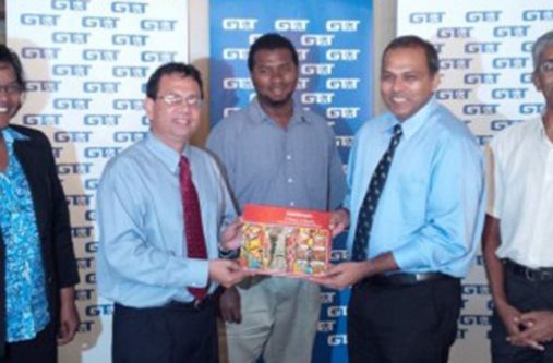 Minister of Culture Youth and Sports, Dr. Frank Anthony and GT&T Representatives at the recent launch