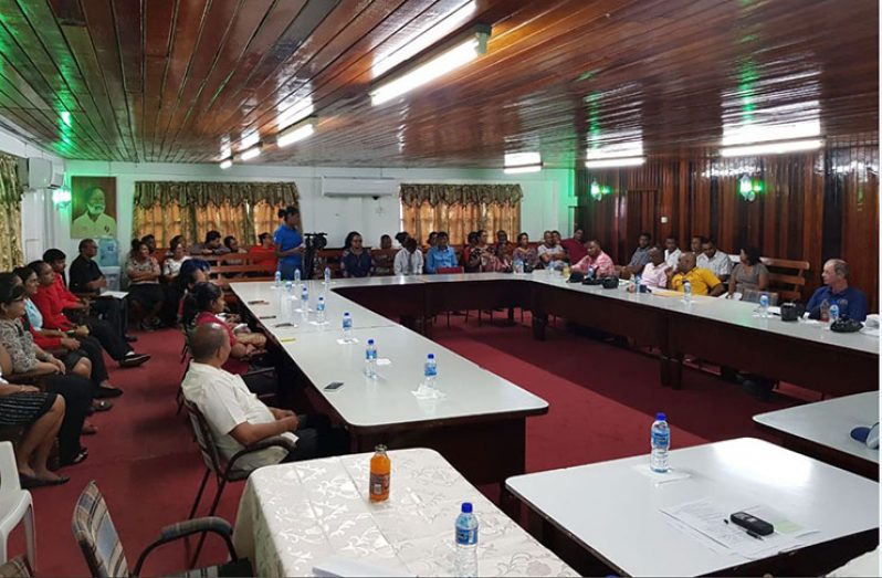 Some of the attendees at the meeting held in the boardroom of the Regional Democratic Council, Anna Regina, Region Two