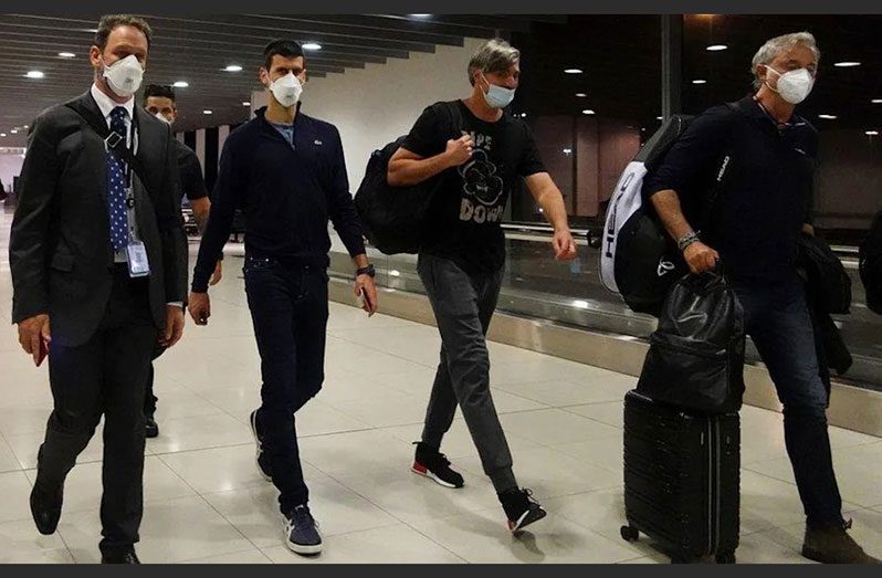 Novak Djokovic boarded a flight at Melbourne airport on Sunday.