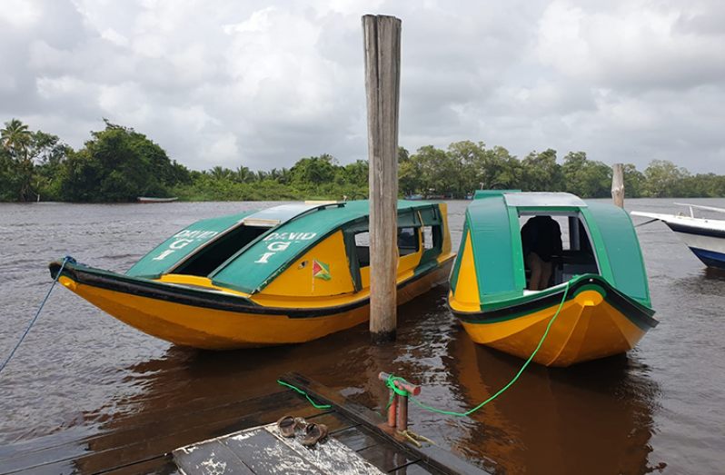 The boat that was handed over and the other boat that received new engine compliments of the Ministry of Finance.