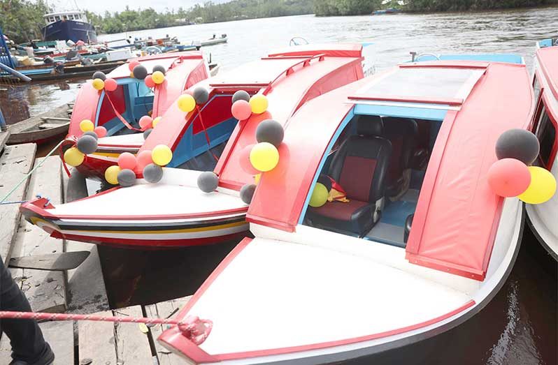 The three new boats and engines designated for the Regional Health Department to serve the Mabaruma and Matarkai sub-regions