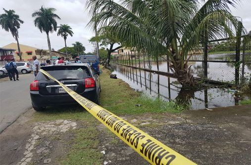 The body of the unidentified man was pulled from the gutter and placed on the grass.