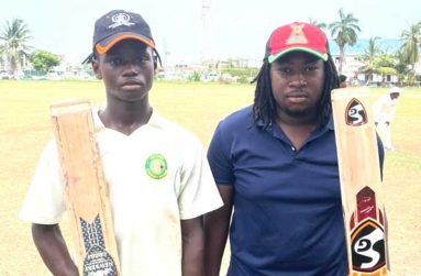 Joshua Bollers (left) made 81 and took 2-22
and while Kyle Gibson hit six fours in 58 for Malteenoes