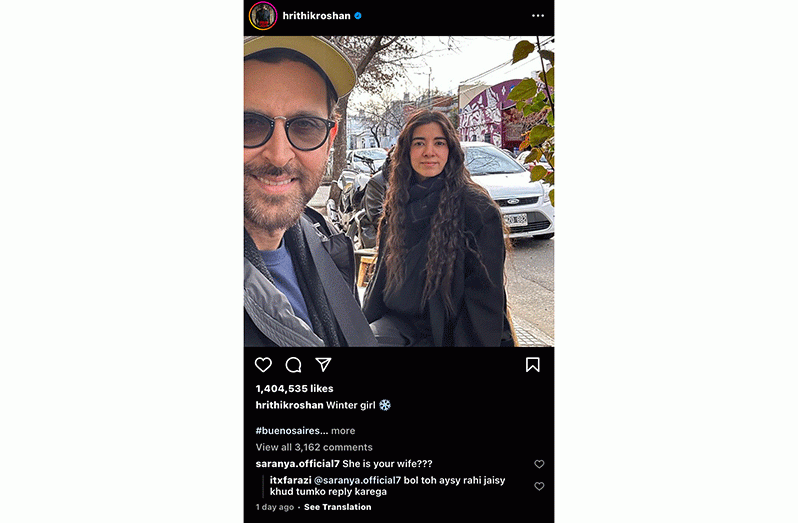 Hrithik Roshan/ Instagram: In the Instagram post, the Bollywood superstar can be seen donning a stunning salt-and-pepper look, exuding charm and charisma. Saba Azad looks gorgeous in an oversized black sweater and a matching checkered shawl.