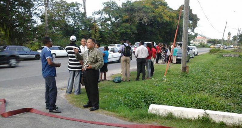 Some of the NCN and GINA employees who were asked to evacuate the premises on Thursday