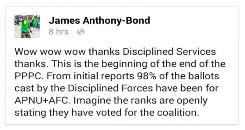 A screen-capture of the controversial Facebook comment by James Bond yesterday