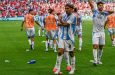 A number of bottles and cups were thrown at the celebrating players after Argentina's second goal, which was later disallowed.
