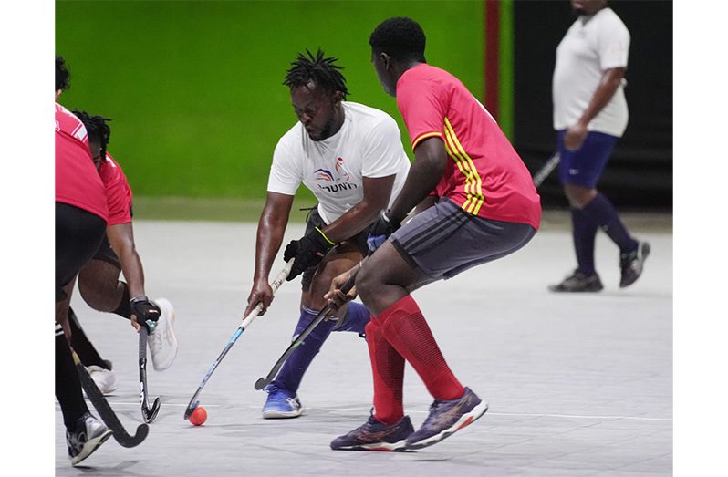 Bounty GCC's Kevin Spencer surrounded by a swarm of Old Fort defenders