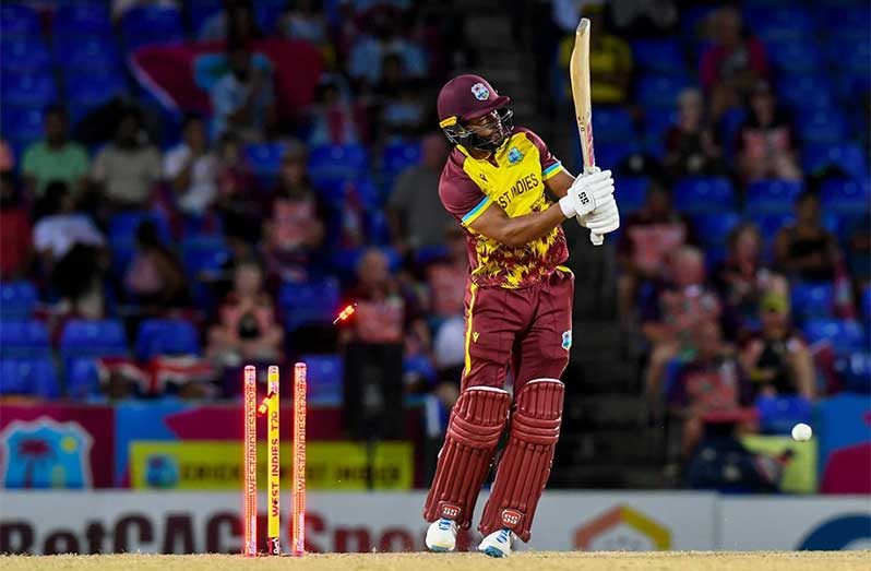 Shai Hope was cleaned up by Ben Dwarshuis•Jul 28, 2025•AFP/Getty Images