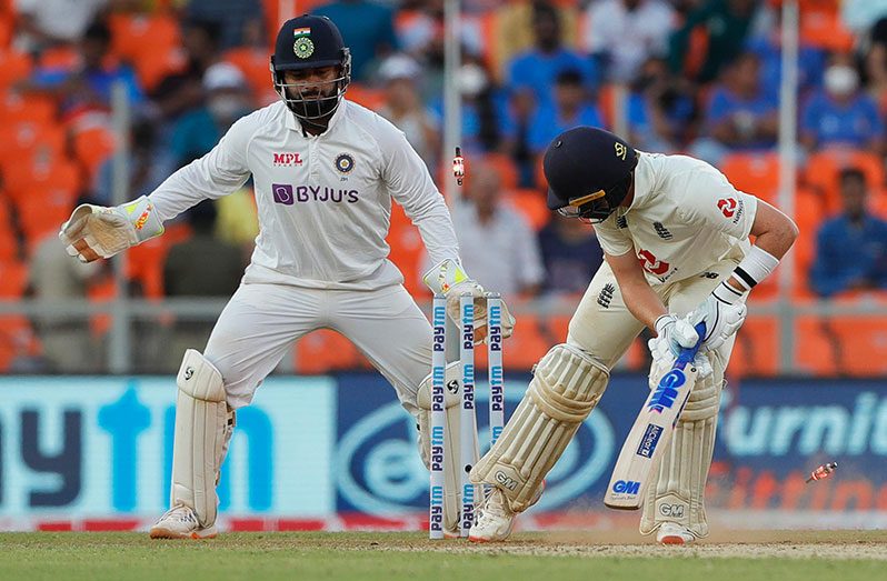 England batsman Ollie Pope is bowled by off-spinner R Ashwin.  (BCCI-Sportzpics)