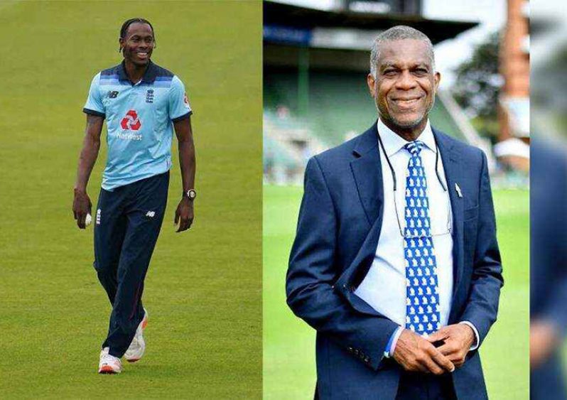 England fast bowler Jofra Archer (left) and former West Indies fast bowler Michael Holding