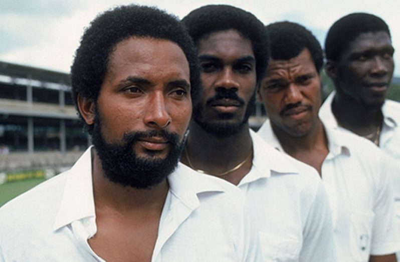 Andy Roberts, Michael Holding, Joel Garner and Colin Croft