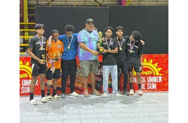 U-17 Boys champions Saints receiving their prize