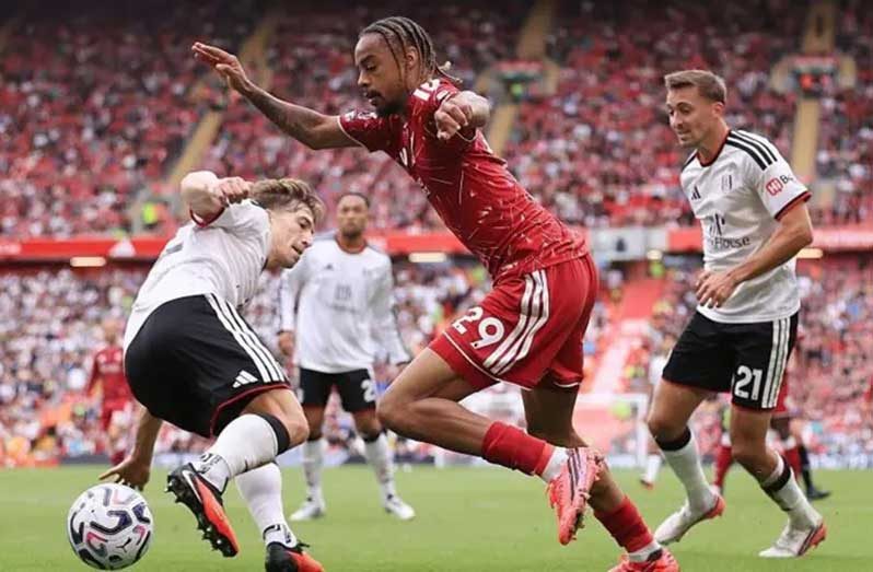 Bradley Barcola made his first Premier League start for Liverpool.