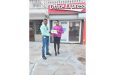 Vreed-en-Hoop Branch Manager of Office Express, Cavita Persaud, presents the sponsorship cheque to Assistant Treasurer of the Demerara Cricket Board, Troy Khan