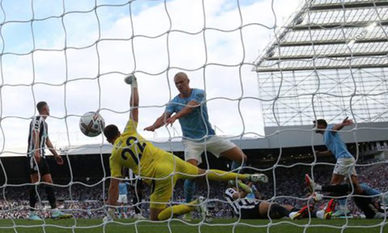 Manchester City's Erling Braut Haaland celebrates scoring their second goal REUTERS/Scott Heppell