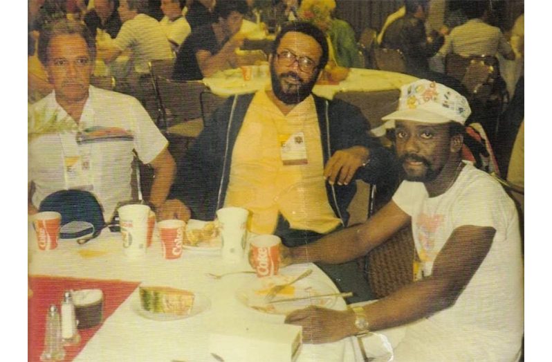 Joseph ‘Reds’ Perreira (left) and Brent Chapman having breakfast when they were covering the Los Angeles Olympics