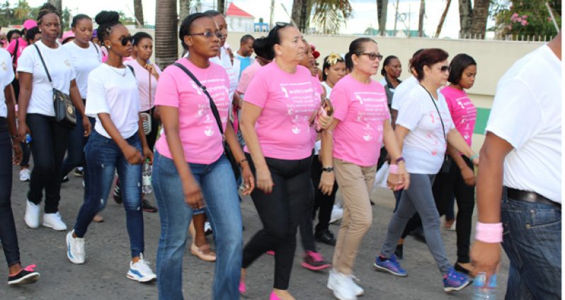 The Breast Cancer Awareness March on Saturday. First Lady Sandra Granger is third from left