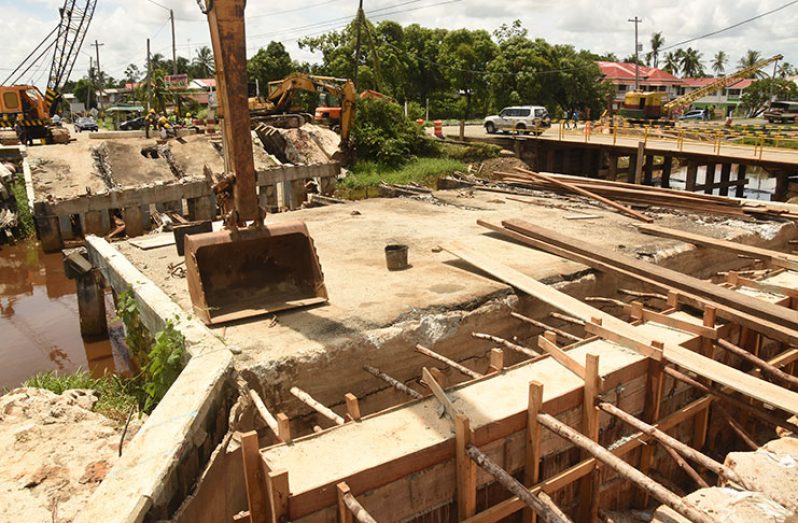 The deteriorated part of the Bagotville bridge has been removed as construction continues