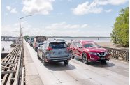 Crossing at the Demerara Harbour Bridge (Delano Williams photos)