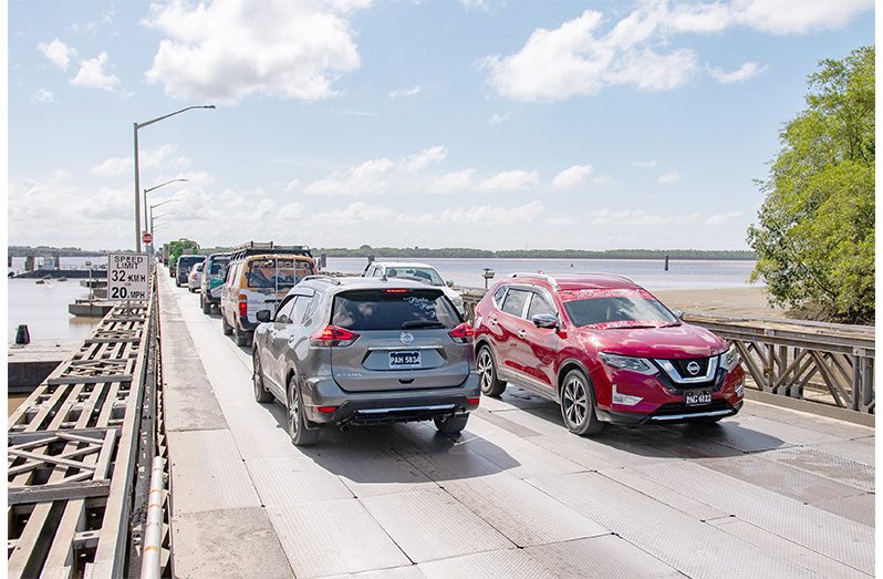 Crossing at the Demerara Harbour Bridge (Delano Williams photos)