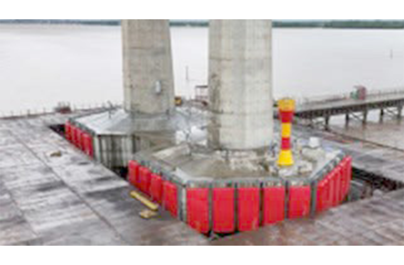 The installation of the collision protection system at the Bharrat Jagdeo Demerara River Bridge was completed on June 18