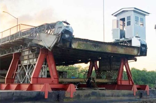 The Demerara Harbour Bridge was extensively damaged following the vessel’s collision with it