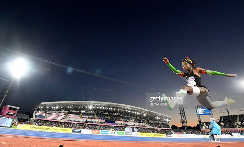 Chantoba Bright takes flight in the Women’s Triple Jump at the 2022 Commonwealth Games (Getty Images)
