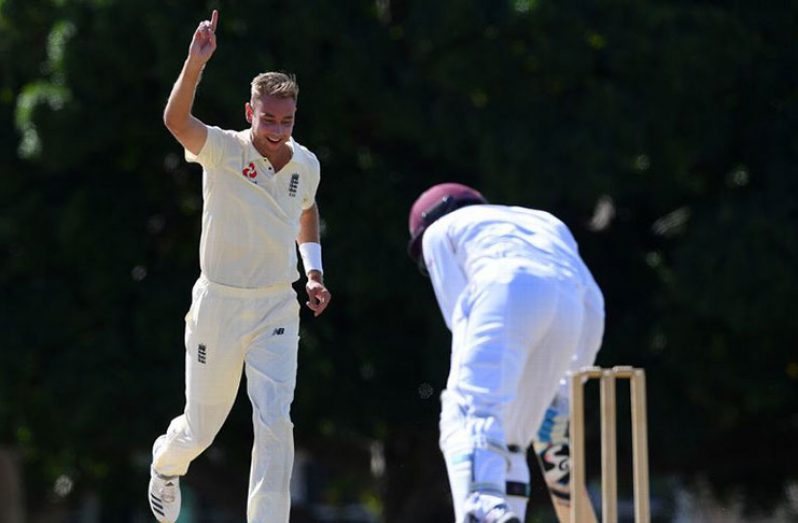 Stuart Broad claims another wicket in England's warm-up. (Getty Images)