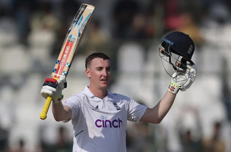 Harry Brook reached his third hundred of the series at Karachi  •  Getty Images
