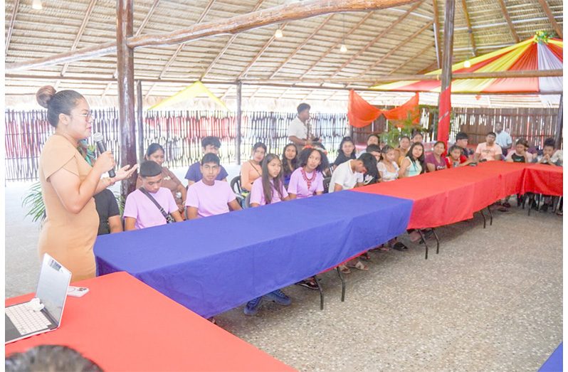 Minister of Amerindian Affairs Sarah Browne engages members of the Amerindian cultural groups