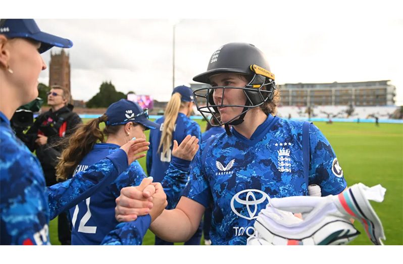 Nat Sciver-Brunt takes the plaudits after sealing victory with an unbeaten 57 from 33 balls (Getty Images)