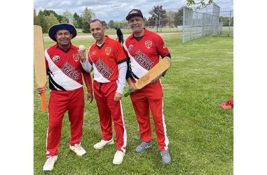 The dynamic trio. From left are Khemraj Budhai, Abdool Azeez, and Dan Patram