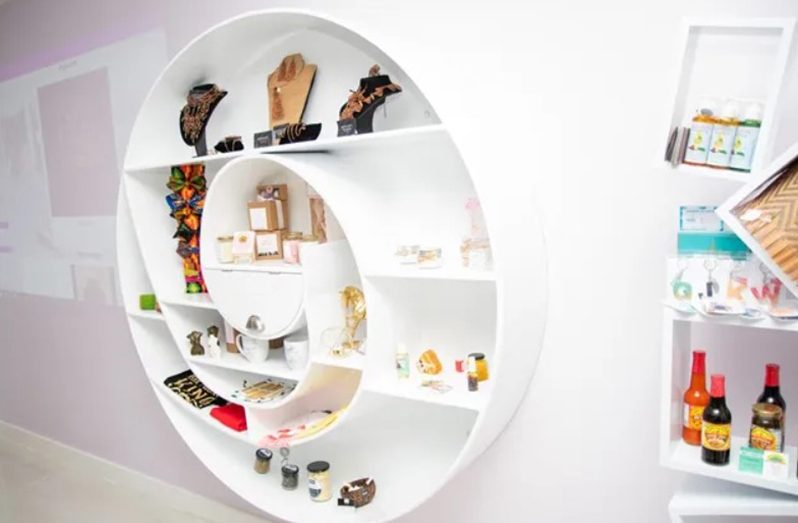 Shelves displaying products at the Business Incubator