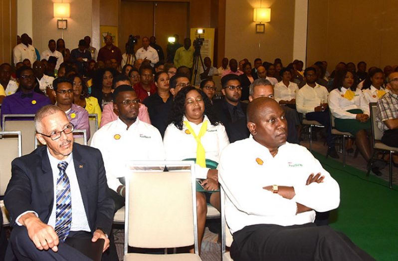 Minister of Business Dominic Gaskin, outgoing Sol General Manager Orlando Boxhill and stakeholders at the launch Wednesday