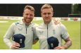 Jos Buttler with his 150th ODI cap and Jason Roy with his 100th, on the tour of Netherlands in 2022.