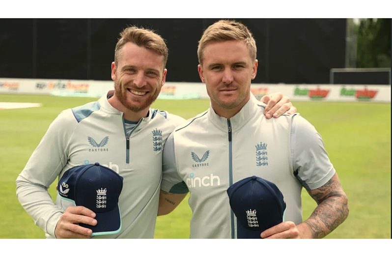 Jos Buttler with his 150th ODI cap and Jason Roy with his 100th, on the tour of Netherlands in 2022.