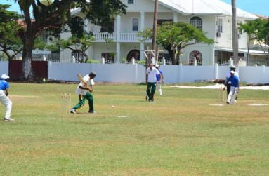 Chronicle Sport’ Adrian Narine was on hand to catch Regal Masters’ Clyde Butts about to take a hit at a delivery, during the action between Regal Masters and Mike’s Wellman at the Demerara Cricket Club ground yesterday, which the latter won by seven wickets.