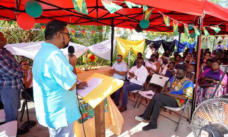 President, Dr Irfaan Ali has said that the government is actively working on a number of initiatives in several areas, including agriculture, that will bring economic empowerment and improve the livelihoods of the residents of Buxton (Office of the President photo) 