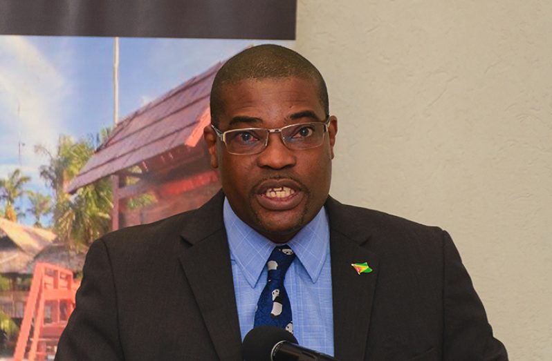 Minister of Public Infrastructure David Patterson addressing the opening of the CAHA meeting