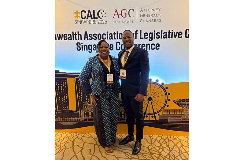 Newly Elected President of the Commonwealth Association of Legislative Counsel (CALC) Michelle Daley (left) and Americas Representative Shaquille Newton