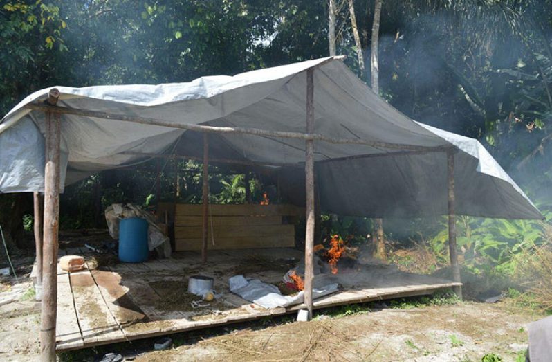 One of the camps being destroyed