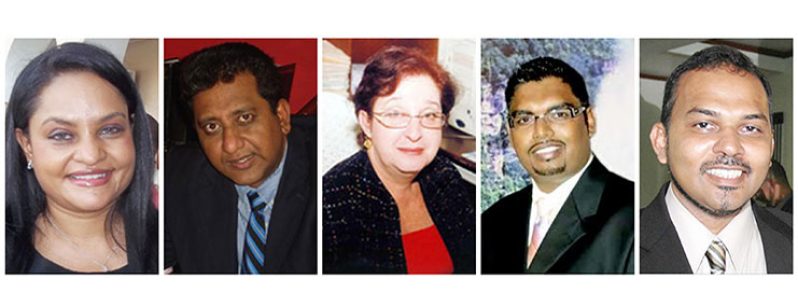 The five candidates vying for the positon of presidential candidate of the People's Progressive Party/Civic (PPP/C)