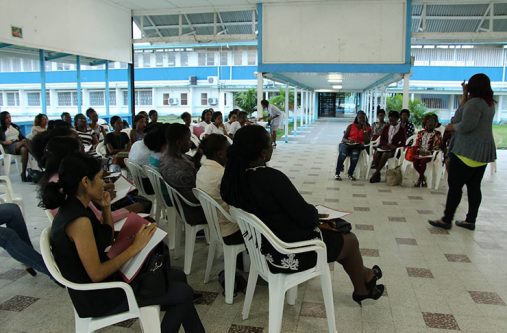 Trinidadian activist, Teocah Dove, conducts a session with participants