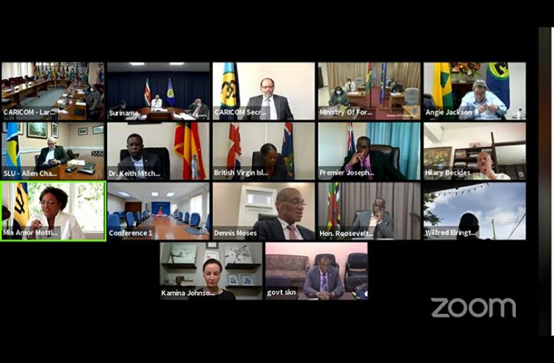 The virtual hand-over ceremony for the CARICOM Chairmanship (DPI photo)