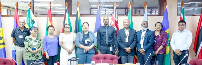 Members of the CARICOM Election Observation Mission, headed by Chief of the CARICOM Election Observation Mission, Josephine Tamai (fifth left) met representatives of the Guyana Press Association and journalists at the CARICOM Secretariat